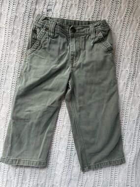 Kids Olive Green Casual Cargo Pants